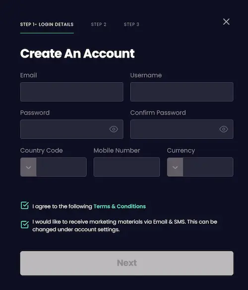 Stellar Spins Casino signup