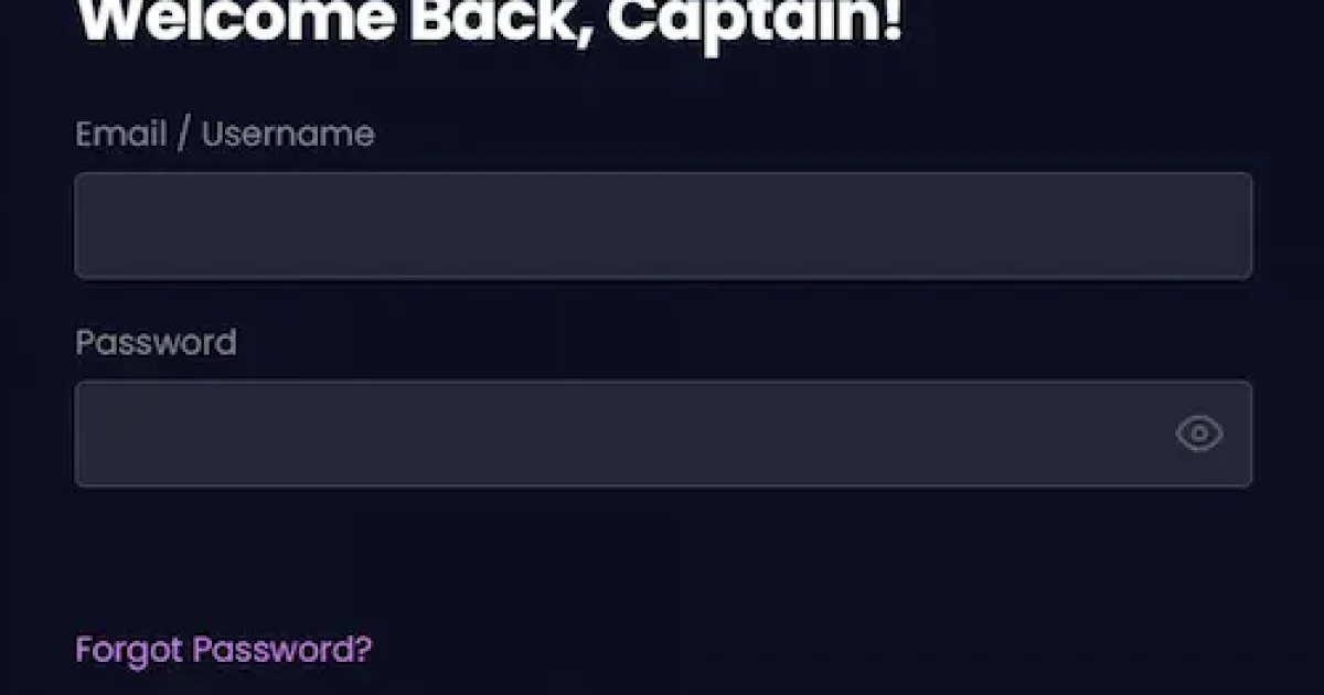 Stellar Spins login page interface on desktop and mobile